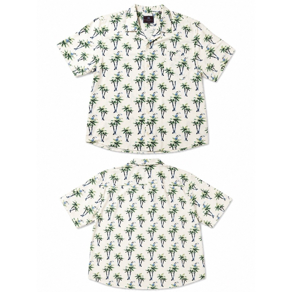 Tattersall London SHIRT MENS XL White Island Tucan Button Up  Vacation Blokecore